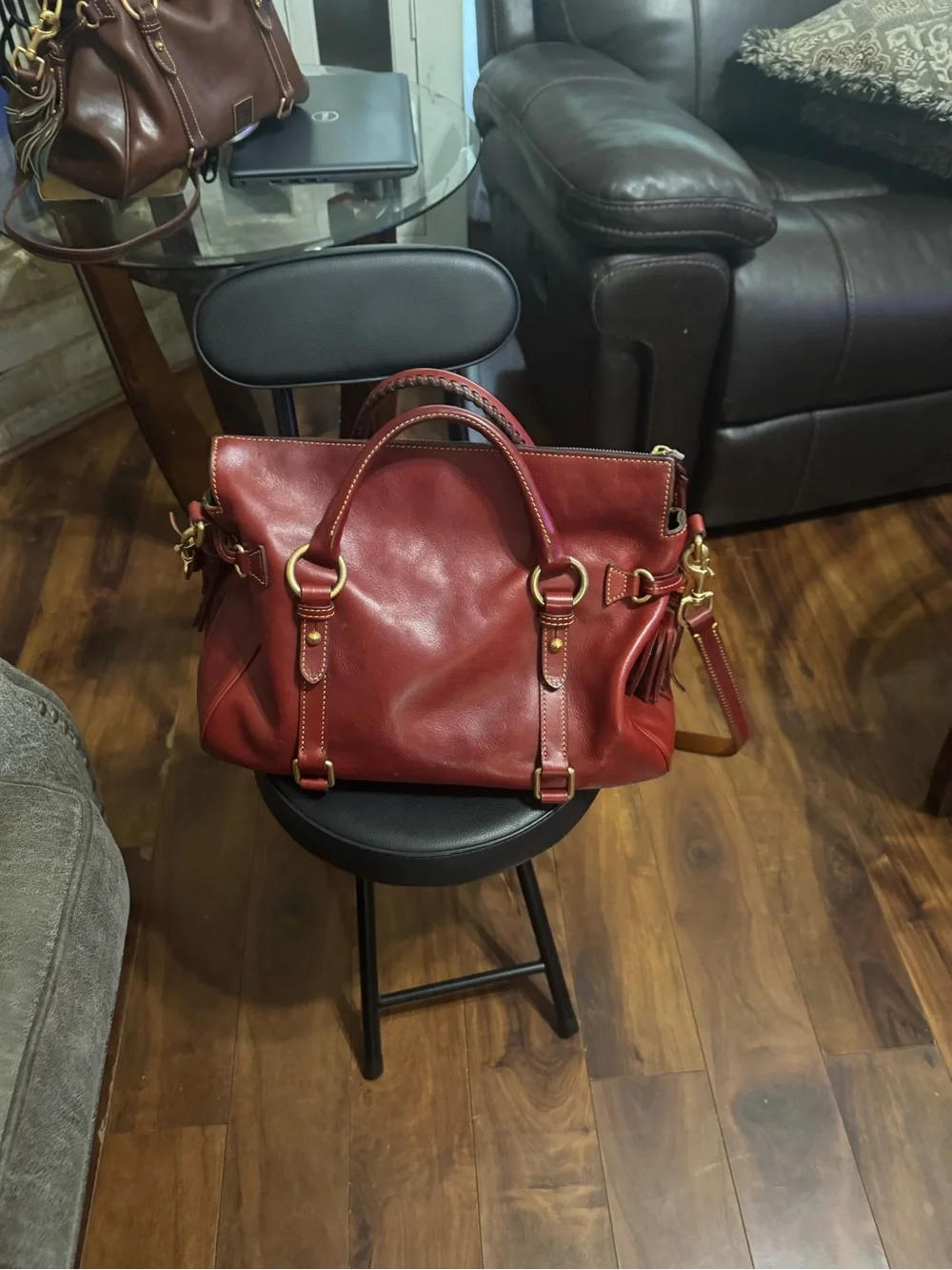 Dooney and Bourke Florentine Bordeaux Leather Satchel Handbag - Women Bags